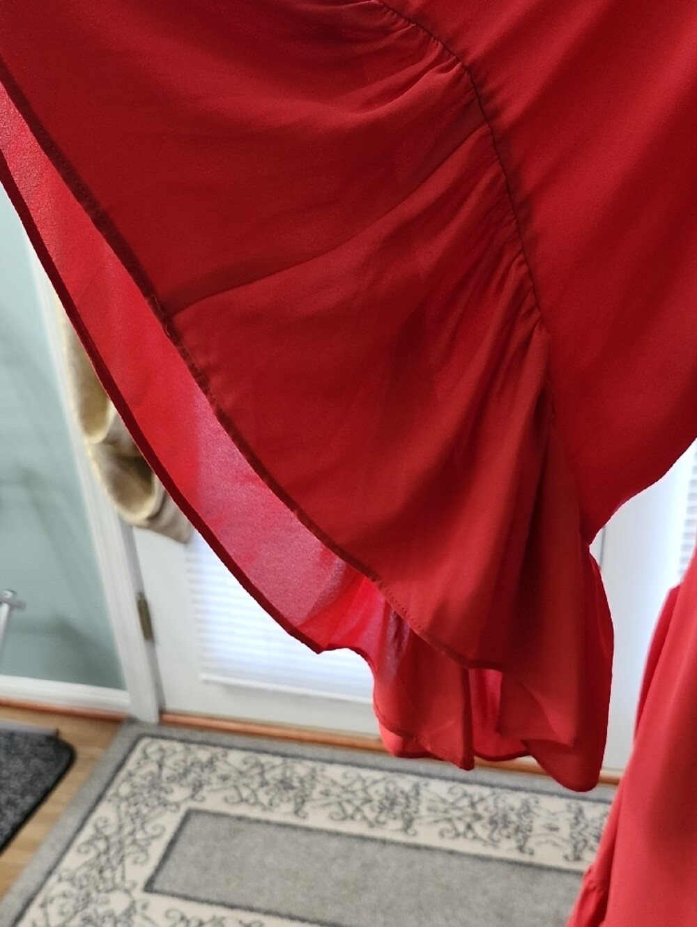 White House Black Market Coral Red Off-Shoulder Top - Picture 2 of 5